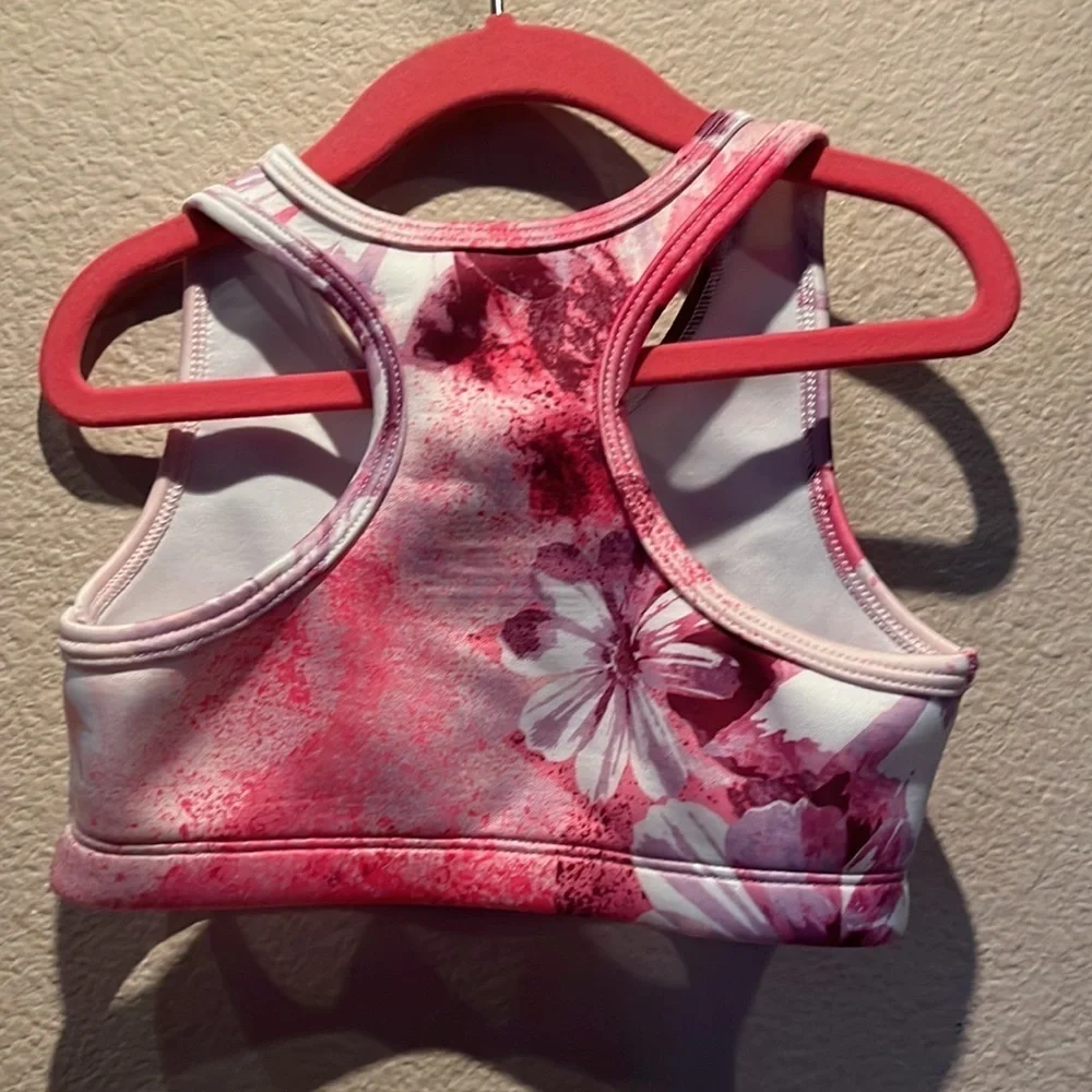 Justice Girl’s Pink Floral Sports Bra Top Size Small 7/8